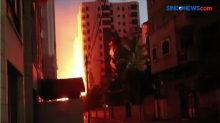 Detik-Detik Apartemen Runtuh saat Serangan Roket Israel