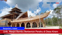 Unik, Masjid Bambu Berbentuk Perahu di Desa Kiram