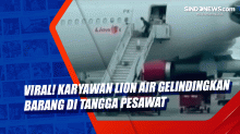 Viral! Karyawan Lion Air Gelindingkan Barang di Tangga Pesawat