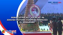 Peringatan HUT Polri ke-76, Jokowi Potong Tumpeng Raksasa di Semarang