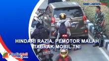 Hindari Razia, Pemotor Malah Tabrak Mobil TNI