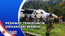 Warga Evakuasi Pesawat SAM Air yang Tergelincir di Beoga Papua dengan Alat Seadanya