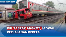 Angkot Ringsek Ditabrak KRL Jakarta-Bogor Usai Tersangkut Perlintasan di Depok