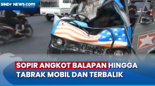 Angkot Adu Balap Hingga Tabrak Mobil dan Terbalik di Jalanan Lampung, Polisi: Sopir Mabuk