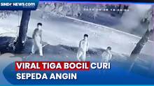 Terekam CCTV, Tiga Bocah di Mojokerto Curi Sepeda Angin dan Viral di Medsos