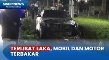 Sedan dan Motor Terlibat Kecelakaan dan Terbakar di Jalan Sudirman