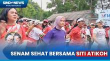 Momen Keseruan Siti Atikoh Senam Sehat Bersama Warga di Tangsel