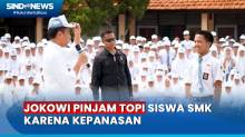 Saat Presiden Jokowi Kepanasan dan Pinjam Topi Siswa di SMKN 1 Kedungwuni Pekalongan