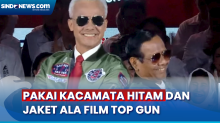 Nyentrik saat Masuki Arena Debat, Ganjar dan Mahfud Pakai Kacamata Hitam dan Jaket Ala Film Top Gun