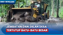 Usai Banjir Bandang, Jembatan dan Jalan Desa Tertutup Batu-Batu Besar di Pasuruan