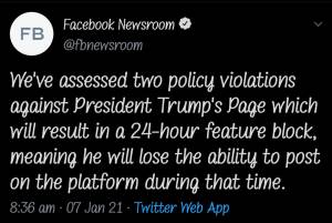 Facebook dan Instagram Juga Bekukan Akun Presiden Donald Trump Selama 24 Jam