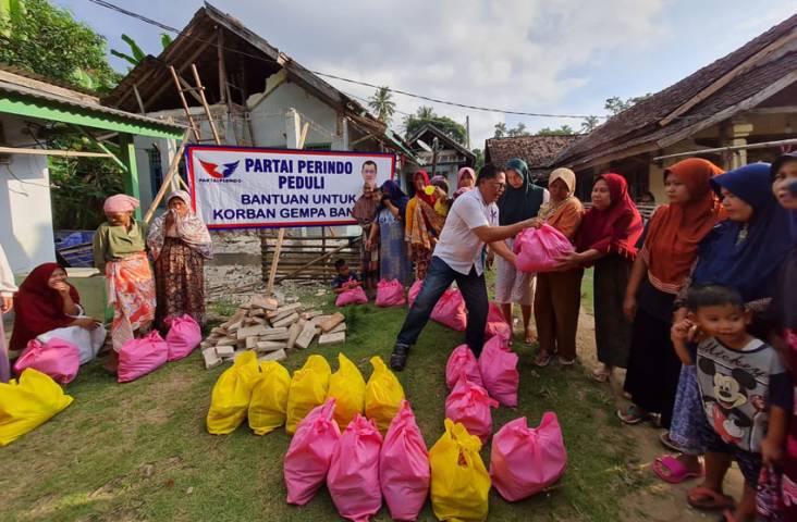 Perindo Berikan Bantuan Korban Gempa di Pandeglang