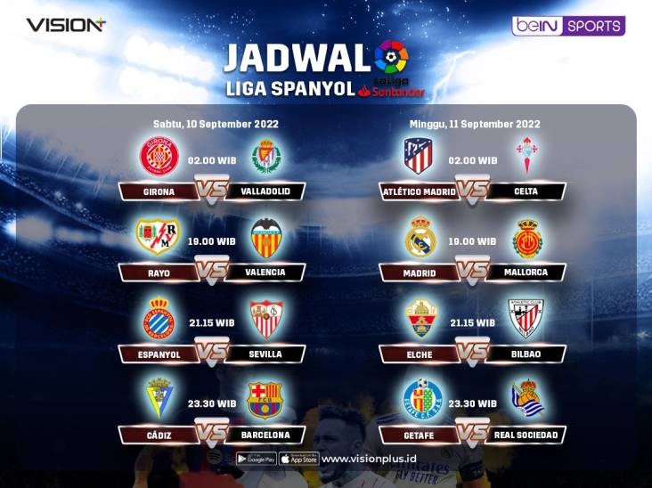 Ini Jadwal La Liga, Sabtu dan Minggu (9-10 September 2022), Tonton Langsung di Vision+!