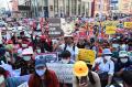 Protes Kudeta Myanmar Terus Berlangsung, Pendukung Desak Aung San Suu Kyi Dibebaskan