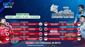 Link Live Streaming Semifinal Singapore Open 2022 di RCTI Plus, Sabtu (16/7/2022)