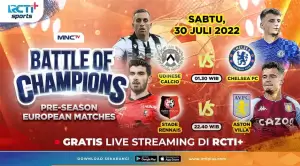 Link Live Streaming RCTI+, Udinese Calcio vs Chelsea dan Stade Rennais vs Aston Villa