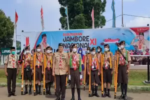 Pramuka Penggalang Kontingen Kwarcab Jaksel Antusias Ikuti Jambore Nasional XI