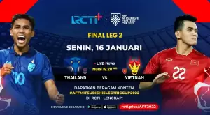 Link Live Streaming Thailand vs Vietnam di Leg Kedua Final Piala AFF 2022: Tonton Gratis di RCTI+