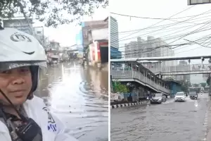 Jalan Kemang Utara Arah Pasar Mampang Prapatan Jaksel Terendam Banjir, Lalin Dialihkan Sementara