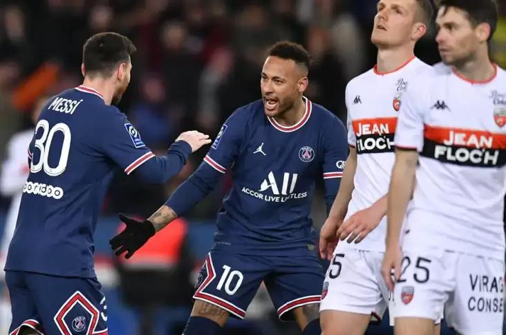 Hasil Liga Prancis 2021/2022: Neymar-Mbappe-Messi Bikin Gol, PSG Lumat Lorient