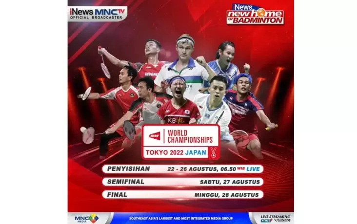LIVE di iNews! Dukung 8 Wakil Indonesia di BWF World Championship 2022